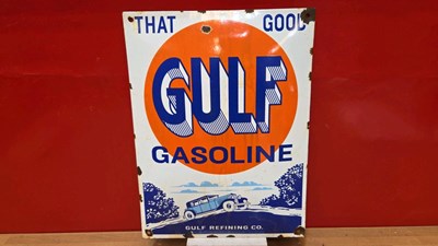 Lot 67 - GULF GASOLINE ENAMEL SIGN 16" X 12"