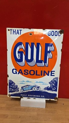 Lot 67 - GULF GASOLINE ENAMEL SIGN 16" X 12"