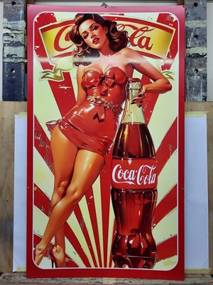 Lot 107 - COCA COLA GIRL METAL SIGN 45" X 26"