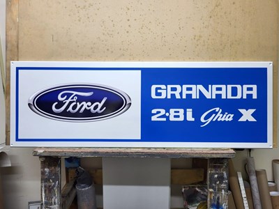 Lot 767 - FORD GRANADA 2.8i GHIA X WOODEN SIGN 48" X 16"