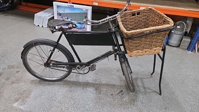 Lot 165 - SMALL WHEEL BUTCHERS BIKE WITH WICKER BASKET