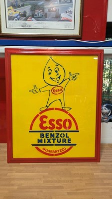 Lot 167 - ESSO BENZOIL FRAMED SIGN 35" X 29"