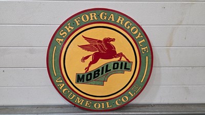 Lot 311 - WOODEN HAND PAINTED ASK FOR GARGOYLE OIL SIGN-ALL PROCEEDS TO CHARITY