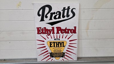 Lot 81 - HAND PAINTED PRATTS ETHYL PETROL SIGN 28" X 20"
