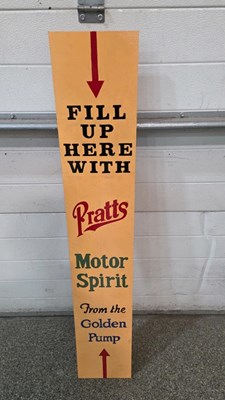 Lot 365 - WOODEN HAND PAINTED PRATTS MOTOR SPIRIT SIGN 48" X 9.5"