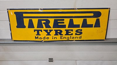Lot 321 - PIRELLI TYRES ENAMEL SIGN 48" X 16"