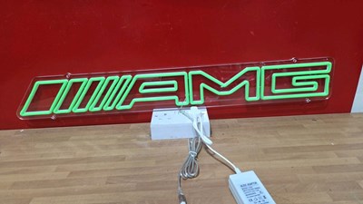 Lot 343 - GREEN NEON AMG LIGHT UP SIGN 32" X 12"