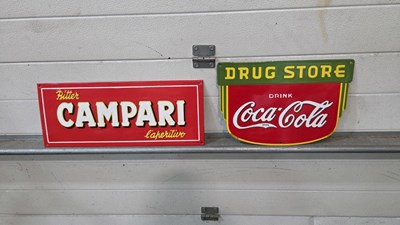 Lot 227 - PAIR OF ENAMEL DRINK SIGNS, COCA COLA & CAMPARI