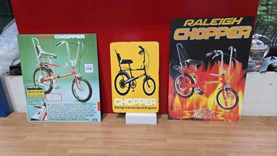 Lot 279 - 3 RALEIGH CHOPPER PRINTED ALUMINIUM SIGNS