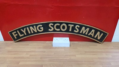 Lot 595 - CAST REPRO FLYING SCOTSMAN SIGN 35" LONG