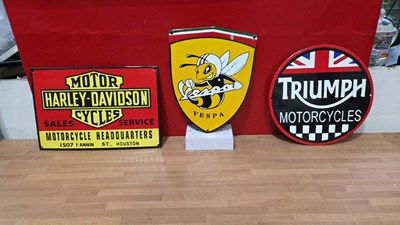 Lot 865 - 3 ENAMEL REPRO MOTOR BIKE SIGNS