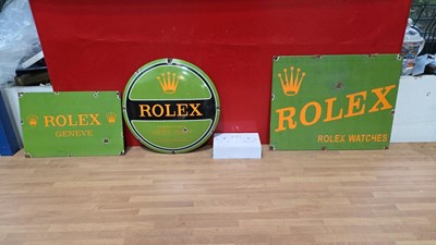 Lot 843 - 3 ENAMEL ROLEX STYLE , REPRO SIGNS
