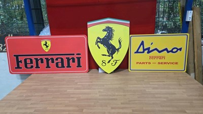 Lot 827 - 3 FERRARI ALUMINIUM PRINTED SIGNS