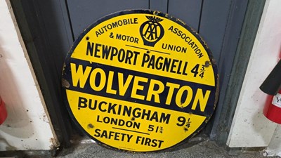 Lot 179 - AA WOLVERTON ENAMEL SIGN 30" DIA