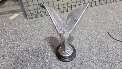 Lot 783 - ROLLS ROYCE LARGE SPIRIT OF ECSTASY ON PLINTH 14" TALL