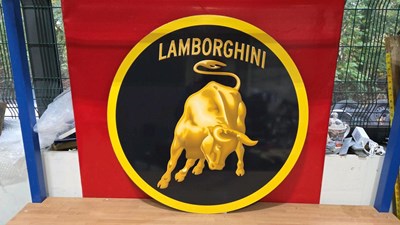 Lot 697 - LAMBORGHINI ALUMINIUM PRINTED SIGN 30" DIA