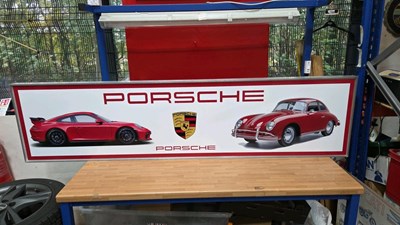 Lot 301 - LARGE PORSCHE 2 CAR LIGHT UP SIGN 79" X 20"