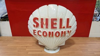 Lot 333 - SHELL ECONOMY GLASS PUMP GLOBE, DAMAGE TO BASE