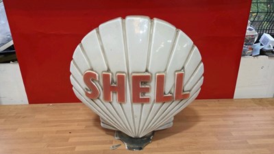 Lot 445 - SHELL GLASS PUMP GLOBE , WITH DAMAGE TO BASE