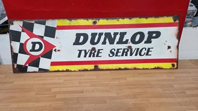 Lot 137 - HAND PAINTED DUNLOP TYRE SERVICE SIGN 38" X 12"