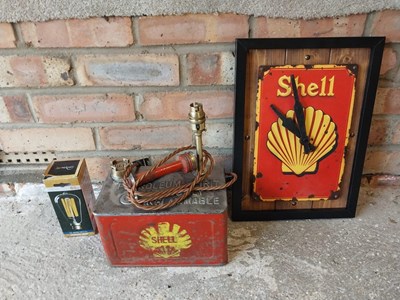 Lot 533 - 1 GALLON PETROL CAN LAMP & HAND MADE WALL CLOCK