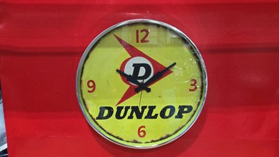Lot 833 - HAND PAINTED DUNLOP CHROME SURROUND CLOCK 18" DIA