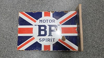 Lot 377 - BP MOTOR SPIRIT, DOUBLE SIDED ENAMEL SIGN 24" X 16"