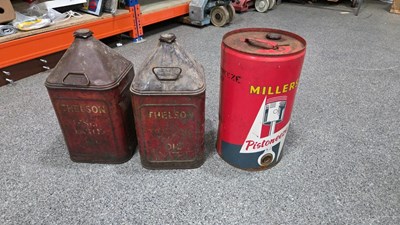 Lot 537 - SELECTION OF OIL CANS THELSON & MILLERS OIL