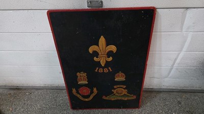 Lot 849 - WOODEN 1881 REGIMENT SIGN 26" X 18"