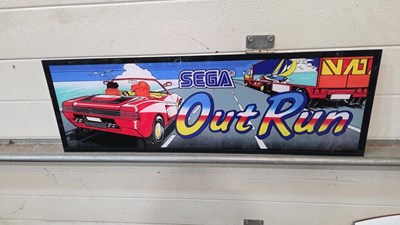Lot 759 - 1980's STYLE OUTRUN VIDEO ARCADE GAME ACRYLIC SIGN 32" X 11"