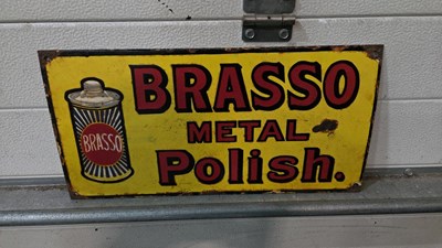 Lot 143 - BRASSO METAL POLISH ENAMEL SIGN 18" X 9"