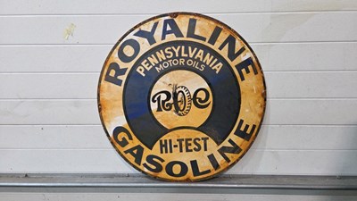 Lot 613 - ROYAL LINE GASOLINE ENAMEL SIGN 30" DIA