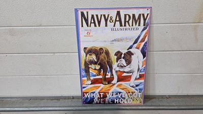 Lot 753 - NAVY & ARMY BRITISH BULL DOGS METAL SIGN 18" X 12"
