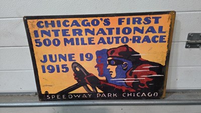 Lot 467 - SPEEDWAY PARK CHICAGO SIGN 24" X 16"