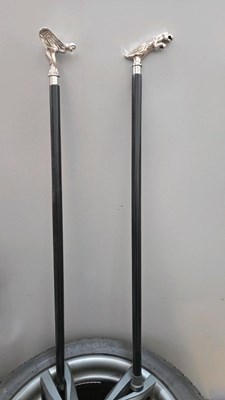 Lot 73 - PAIR OF WALKING STICKS , JAGUAR & SPIRIT OF ECSTASY