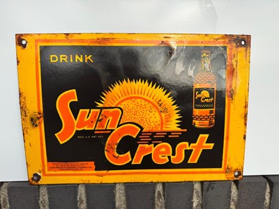 Lot 29 - DRINK SUN CREST ENAMEL SIGN 12" X 18"
