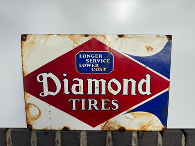 Lot 75 - DIAMOND TIRES ENAMEL SIGN 12" X 18"