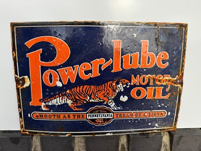 Lot 109 - POWER-LUBE MOTOR OIL ENAMEL SIGN 8" X 12"