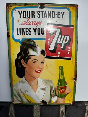 Lot 141 - 7 UP ENAMEL SIGN 8" x 12"