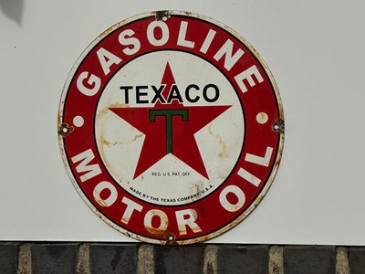 Lot 171 - TEXACO MOTOR OIL ENAMEL SIGN 12" DIA