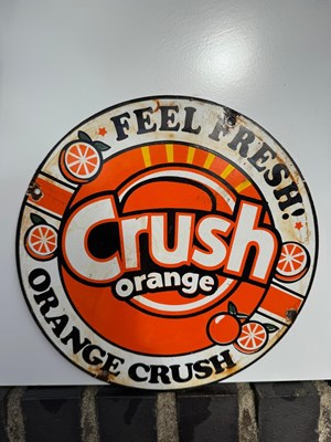 Lot 215 - CRUSH ORANGE ENAMEL SIGN 12" DIA