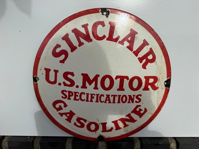 Lot 225 - SINCLAIR GASOLINE ENAMEL SIGN 12" DIA