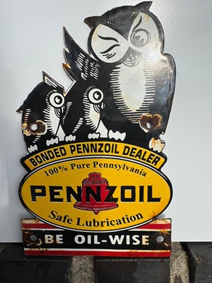 Lot 251 - PENNZOIL ENAMEL SIGN 5" X 8"