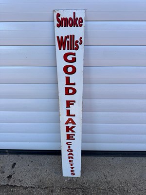 Lot 411 - PAINTED WILL'S GOLDFLAKE CIGARETTES SIGN 31.5" X 4"