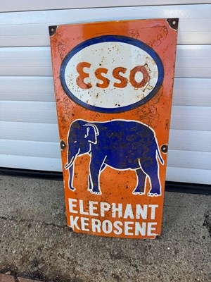 Lot 419 - ESSO ELEPHANT KEROSENE ENAMEL SIGN 24" X 12"