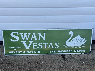 Lot 429 - SWAN VESTAS ENAMEL SIGN 9.5" X 29.5"