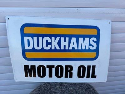 Lot 437 - PAINTED DUCKHAMS MOTOR OIL SIGN 15.5" X 23.5"