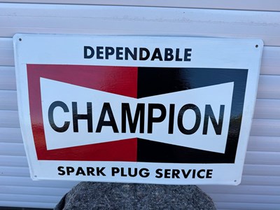 Lot 447 - PAINTED CHAMPION SPARK PLUG SERVICE SIGN 15.5" X 23.5"