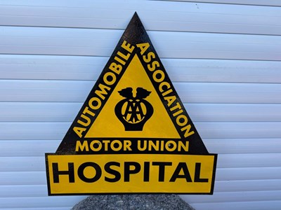 Lot 465 - PAINTED AA HOSPITAL SIGN 21.5" X 22.5"