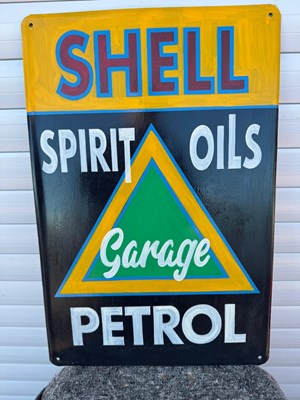 Lot 499 - PAINTED SHELL PETROL SIGN 15.5" X 23.5"
